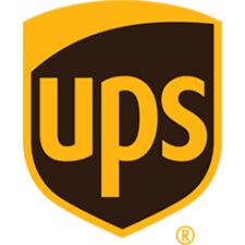 Logo de UPS: letras "ups" en amarillo dentro de un escudo marrón.