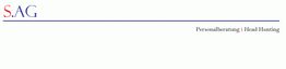 Logo von S.AG mit Text "Personalberatung | Head Hunting" auf weißem Hintergrund.
