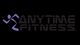 Logo of Anytime Fitness with a purple running figure on a black background.