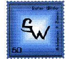 Blaue Briefmarke mit den Buchstaben "SW" in der Mitte und einem Wert von 60 links unten.