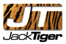 JT-Logo mit Tigermuster und Schriftzug "JackTiger".