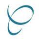 Logo astratto con due curve intrecciate di colore blu su sfondo bianco.
