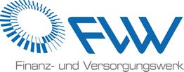 Logo des Finanz- und Versorgungswerks mit blauem Schriftzug und stilisiertem Kreis.