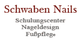 „Schwaben Nails“-Logo mit Text: Schulungscenter, Nageldesign, Fußpflege.