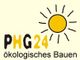 Logo mit Text "PHG24 ökologisches Bauen" und einer stilisierten gelben Sonne rechts oben.