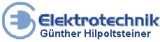 Logo von Elektrotechnik Günther Hilpoltsteiner mit blauem Steckersymbol.