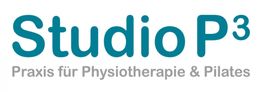 "Logo des Studio P3, Praxis für Physiotherapie & Pilates, in blau-grauer Schrift."