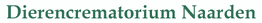 Tekst: "Dierencrematorium Naarden" in groene letters op witte achtergrond.
