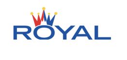 Blue "ROYAL" text with red and blue crown icon above the letter 'O'.