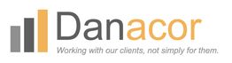 Logo med teksten "Danacor" og sloganet "Working with our clients, not simply for them."