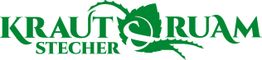 Logo mit grünem Text "KRAUT & RUAM STECHER" und stilisierter Pflanzenillustration.