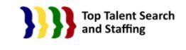 Logo of Top Talent Search and Staffing with colorful abstract shapes on the left.