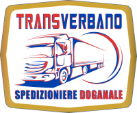 Logo con camion stilizzato e testo: "TRANSVERBANO SPEDIZIONIERE DOGANALE".