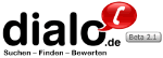 Logo von dialo.de mit rotem Telefonsymbol. Text: "Suchen – Finden – Bewerten", Beta 2.1.