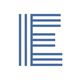 Blauw logo met lijnen die de letter 'E' vormen op een witte achtergrond.