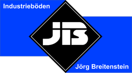 Schwarz-blaues Logo mit Text "Industrieböden Jörg Breitenstein" um ein zentrales weißes Motiv.