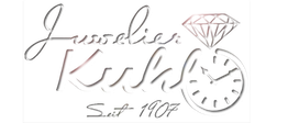 Logo: "Juwelier Kuhn" mit Diamant, Uhr und Text "Seit 1907".