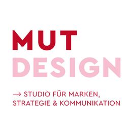 Text: "MUT DESIGN - Studio für Marken, Strategie & Kommunikation."