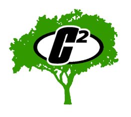 A green tree silhouette with a black "C²" logo over it.