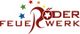 Logo mit bunten Sternen und Schrift "Röder Feuerwerk" in Rot.