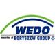 Logo von WEDO, Mitglied der Boryszew Gruppe, mit blauem Text und grünem Bogen darüber.