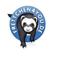 Logo mit einem Frettchen und der Aufschrift "Frettchen4You.de" auf blauem Kreis.