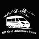 Black van logo with mountains and trees, text: "Off Grid Adventure Vans."