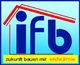Logo mit "ifb" in Blau, rotem Dachmotiv und Text "zukunft bauen mit erneuerbare" darunter.