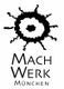 Logo mit einem gezackten Kreis und Text "Mach Werk München" darunter.