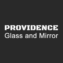 Providence Glass and Mirror logo with bold white text on a dark background.
