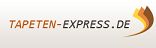 Logo von Tapeten-Express.de mit stilisiertem, braun-goldenem Design auf weißem Hintergrund.
