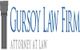 Gursoy Law Firm logo with column design, "Attorney at Law" text underneath.