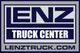 Lenz Truck Center logo with website URL, "LENZTRUCK.COM," in blue and white.
