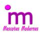 Logotipo de "Mascotas Modernas" con letras rosas y un círculo.