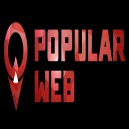 Red "Popular Web" logo with an arrow-like symbol on a black background.
