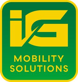 Grünes Logo mit gelbem "IG"-Symbol und Schriftzug "Mobility Solutions" darunter.