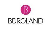 Logo mit stilisiertem "B" in einem rosa Kreis und dem Text "Büroland" darunter.