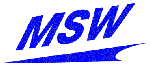 Blaues Logo mit den Buchstaben "MSW" und einer geschwungenen Linie darunter.
