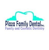 Plaza Family Dental logo with a tooth outline and text about family and cosmetic dentistry.