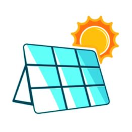 Panel solar azul con el sol brillante detrás.