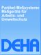 Blauer Hintergrund mit Text: "Partikel-Messsysteme, Messgeräte für Arbeits- und Umweltschutz" und "DEHA".