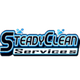 SteadyClean Services logo with blue bubbles on a black background.