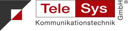 Logo der Firma TeleSys GmbH, Spezialist für Kommunikationstechnik, mit rot-schwarzen Elementen.