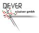 Logo der Firma "Diever o.kaiser gmbh" mit bunten Quadraten und diagonalen Linien.