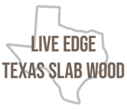 Outline of Texas with "Live Edge Texas Slab Wood" text overlaid.