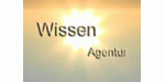 Text "Wissen Agentur" vor Sonnenstrahlenhintergrund.
