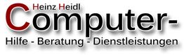 Logo mit Schriftzug: "Heinz Heidl Computer- Hilfe - Beratung - Dienstleistungen".