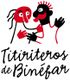 Ilustración de dos títeres con texto "Titiriteros de Binéfar" debajo.