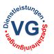 Logo mit rotem und blauem Schriftzug: "VG Dienstleistungen - Spezialisierungen".