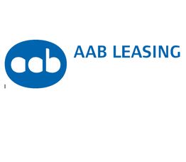 Logo von AAB Leasing mit stilisierten Buchstaben in blauem Oval und dem Text "AAB LEASING".
